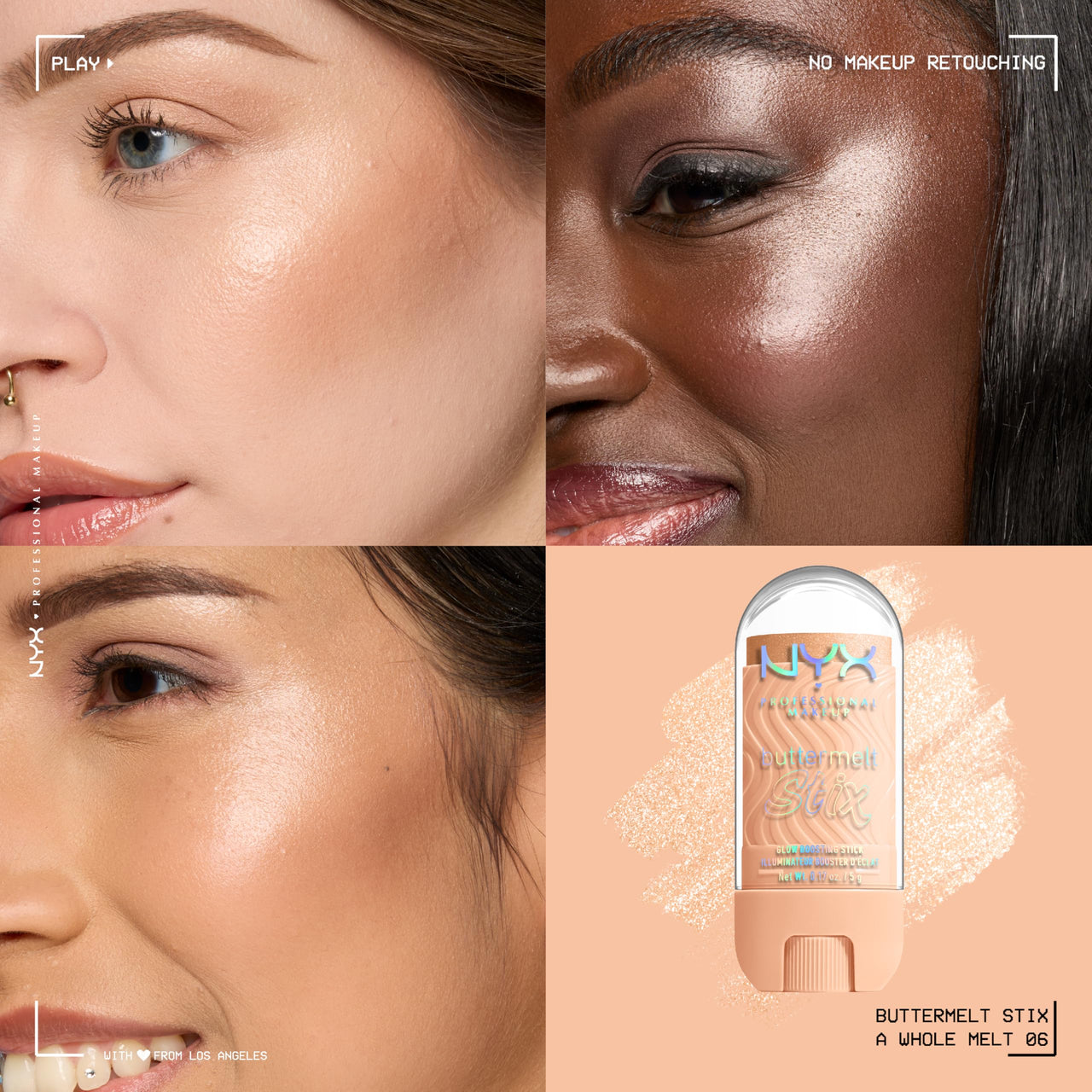 NYX PROFESSIONAL MAKEUP Buttermelt Glaze Stix, Non-Greasy Highlighter Stick With Up To 8HR Make Up Wear - 06 A Whole Melt (Gold)