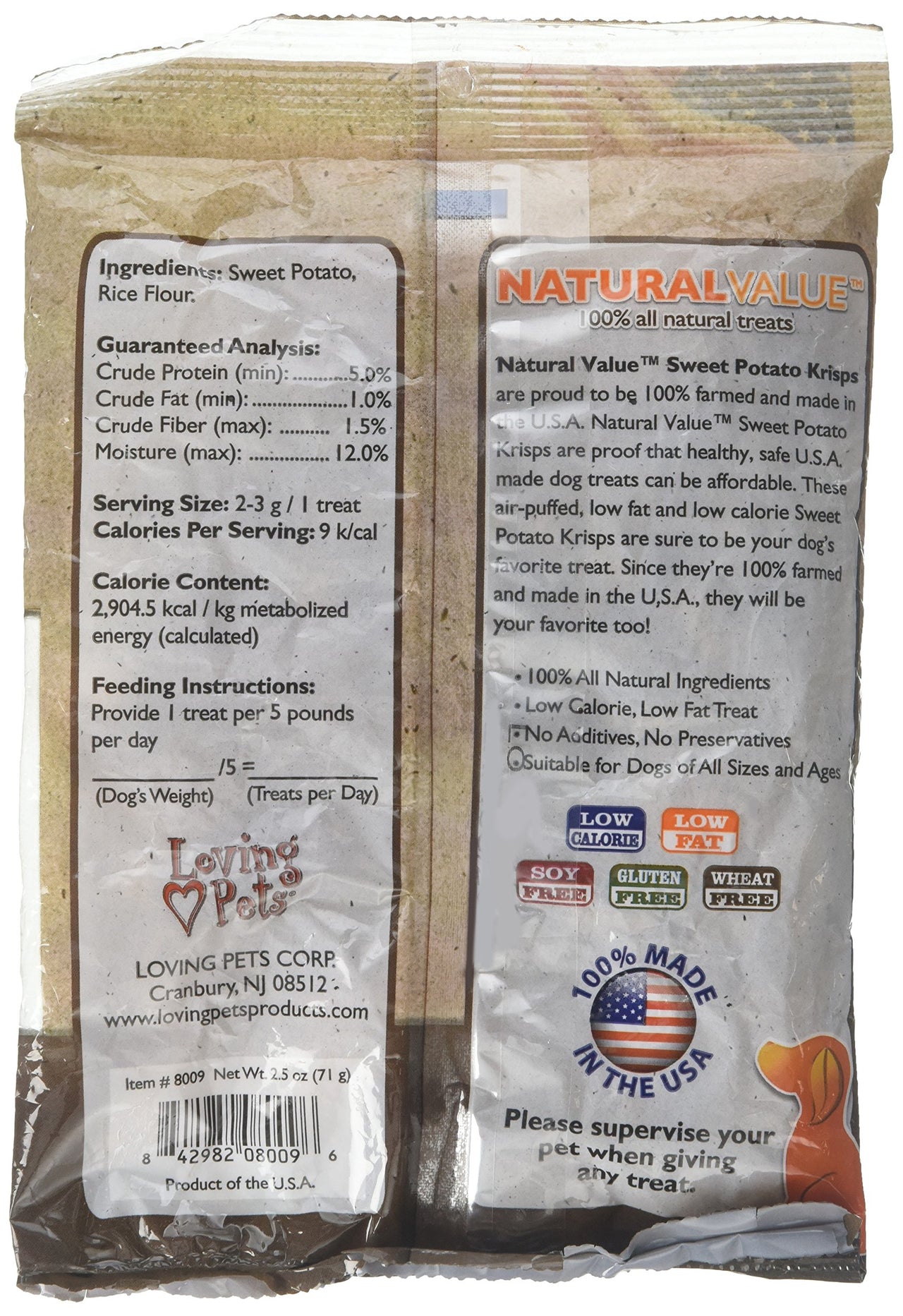 Loving Pets Natural Value Sweet Potato Krisp Dog Treat 2.5 ounces