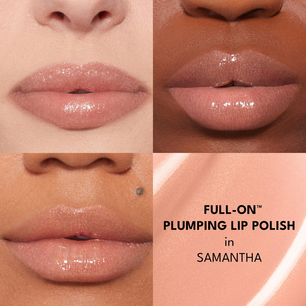 Buxom Full-On Plumping Lip Polish, Tinted Lip Plumper Gloss with Peptides & Vitamin E, High-Shine Lip Gloss that Nourishes, Vegan, AU Samantha (Peachy Beige Shimmer)