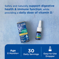 Thumbnail for Mommy's Bliss Baby Probiotics + Vitamin D Drops, Supports Digestive Health & Immune Function*, 400IU Vitamin D , Supports Bone Development*, Newborns+, Flavorless, 0.34 Fl Oz (30 Servings)
