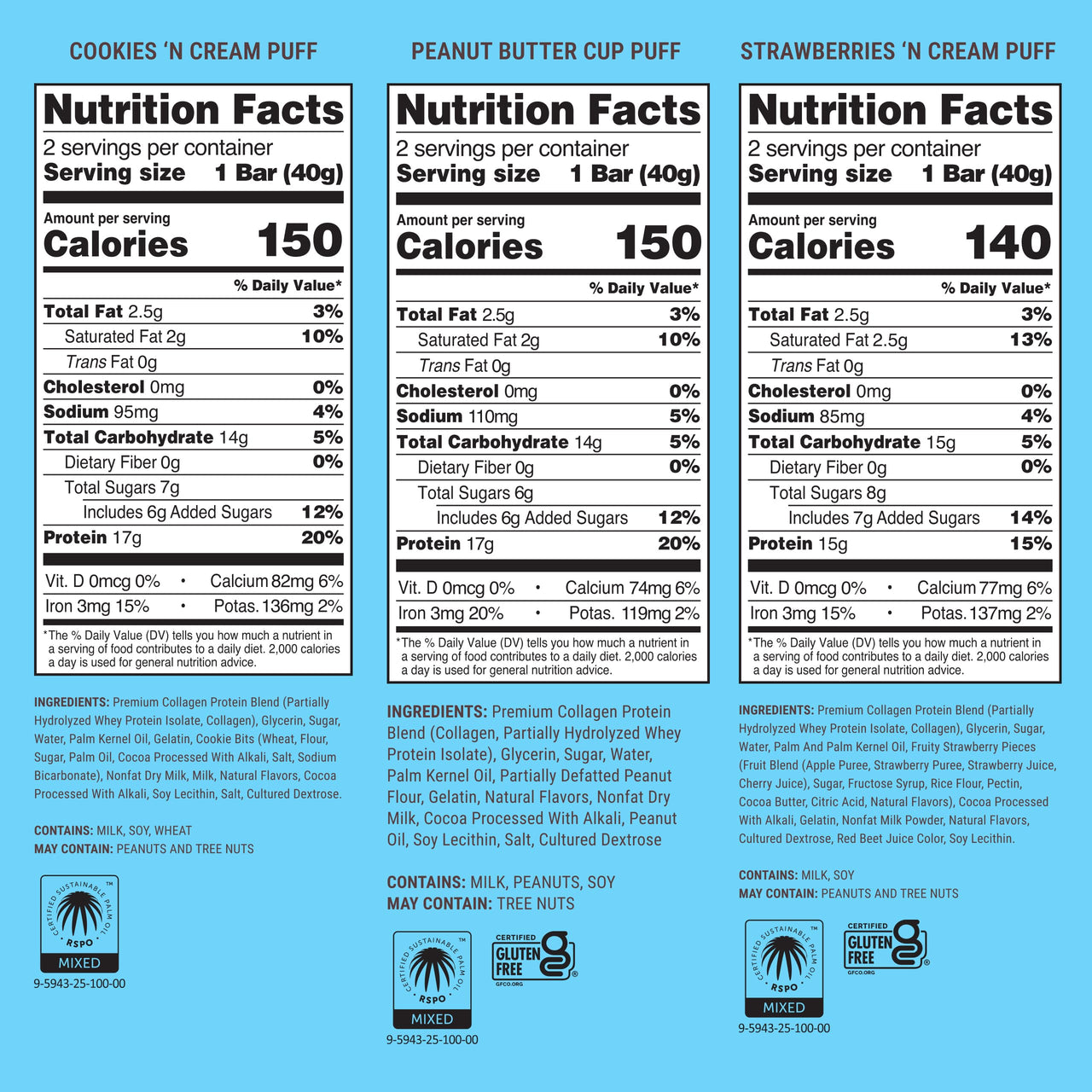 Built Bar, Puff Protein Bars, Variety Pack, Collagen, On-the-go Snacks, Breakfast Bar, Mixed Sampler, 12 Pack