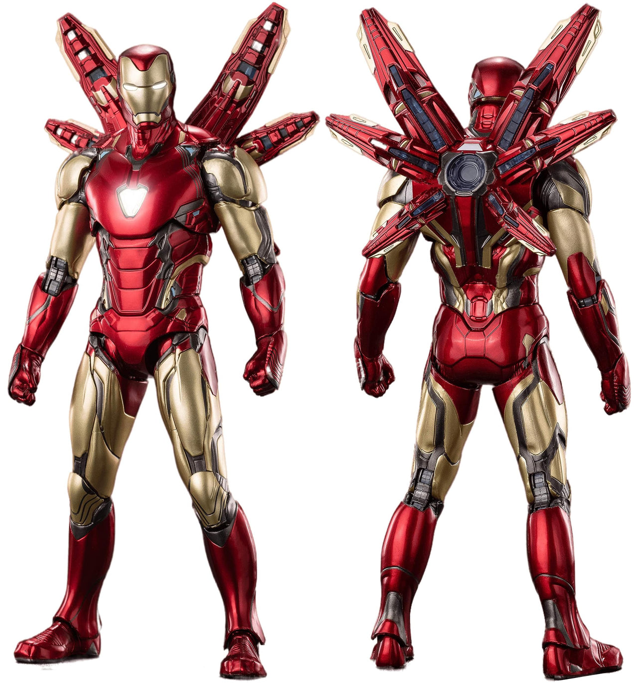 LonullyMege MK85Ironman(Deluxe Version) Action Figure-7inch Light with Chest and Eyes Metal Painting Collectable Model-20 Joints Movable with Multi Weapon Accessories Toys(1/10 Scale)