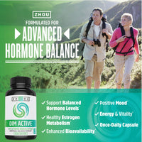 Thumbnail for Zhou DIM Active - DIM Supplement, Hormone Balance for Women & Men, Hormonal Support with 250mg Diindolylmethane - 60 Vegan Capsules