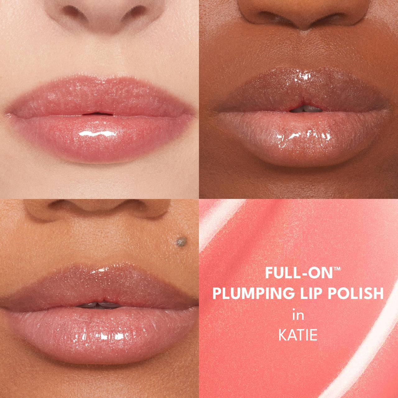 Buxom Full-On Plumping Lip Polish, Tinted Lip Plumper Gloss with Peptides & Vitamin E, High-Shine Lip Gloss that Nourishes, Vegan, AY Katie (Sheer Peach with Opal Shimmer)