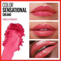 Thumbnail for Maybelline Color Sensational Lipstick, Lip Makeup, Cream Finish, Hydrating Lipstick, Pink & Proper, Coral Pink ,1 Count