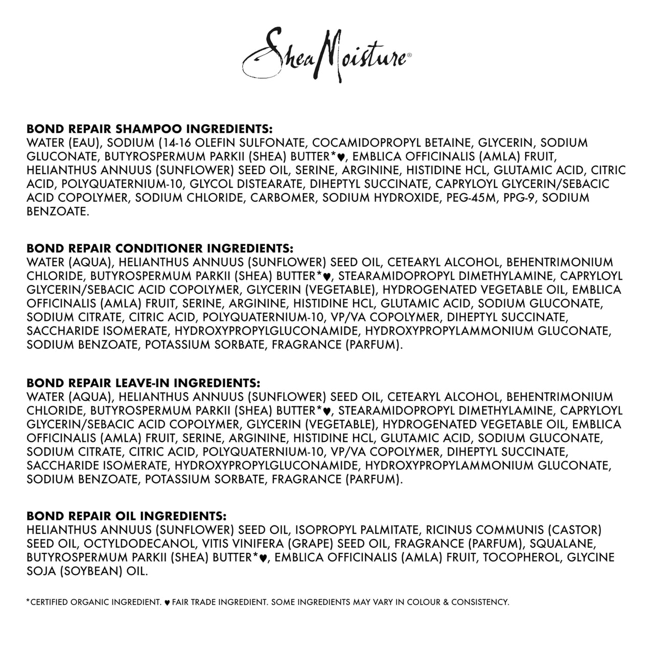 Shea Moisture Amla Oil Bond Repair System Complete Strengthening Routine 4 Piece Kit for Damaged Hair with HydroPlex Technology for Strengthening & Less Breakage
