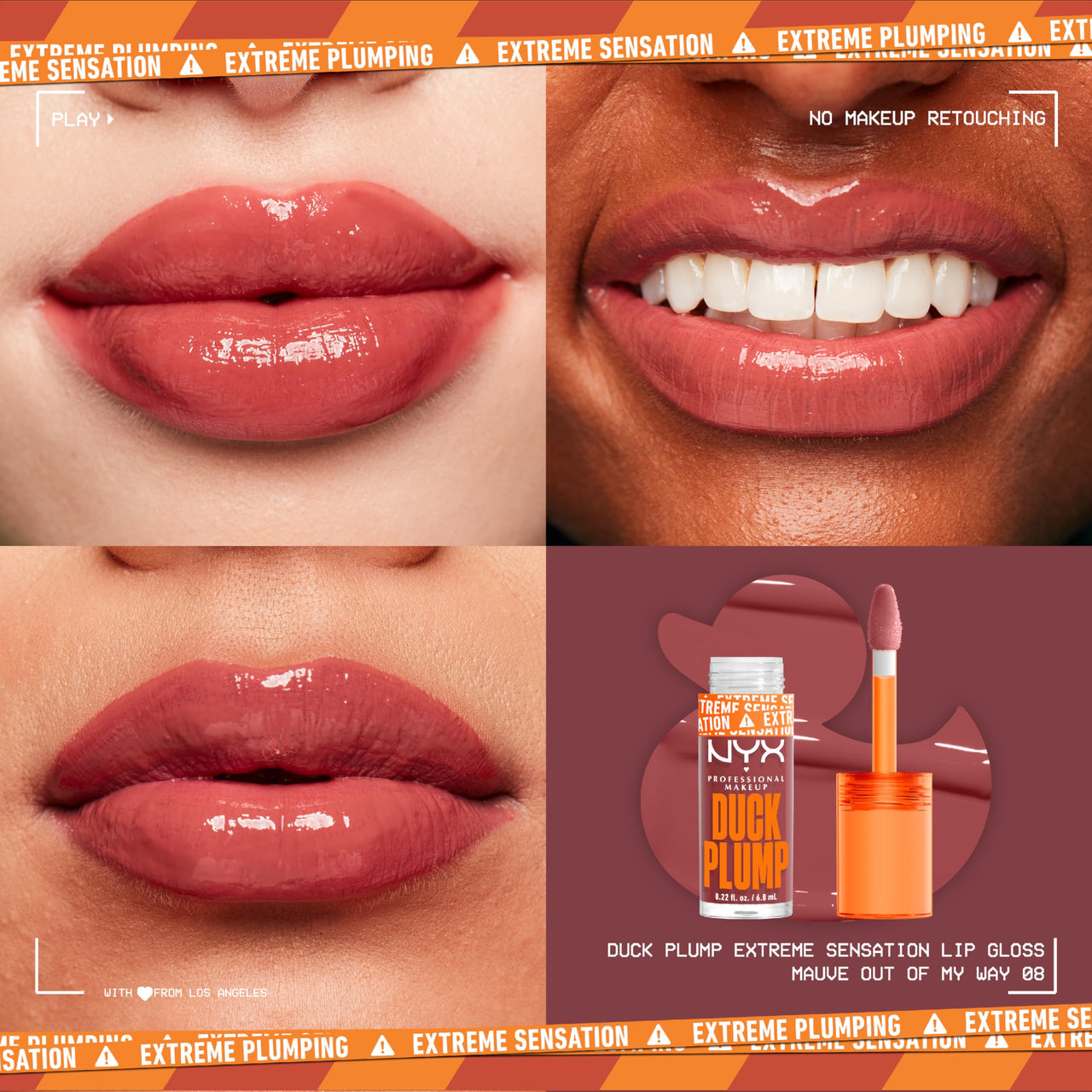 NYX PROFESSIONAL MAKEUP Duck Plump High Pigment Lip Gloss, Lip Plumper Gloss with Spicy Ginger - Mauve Out Of My Way