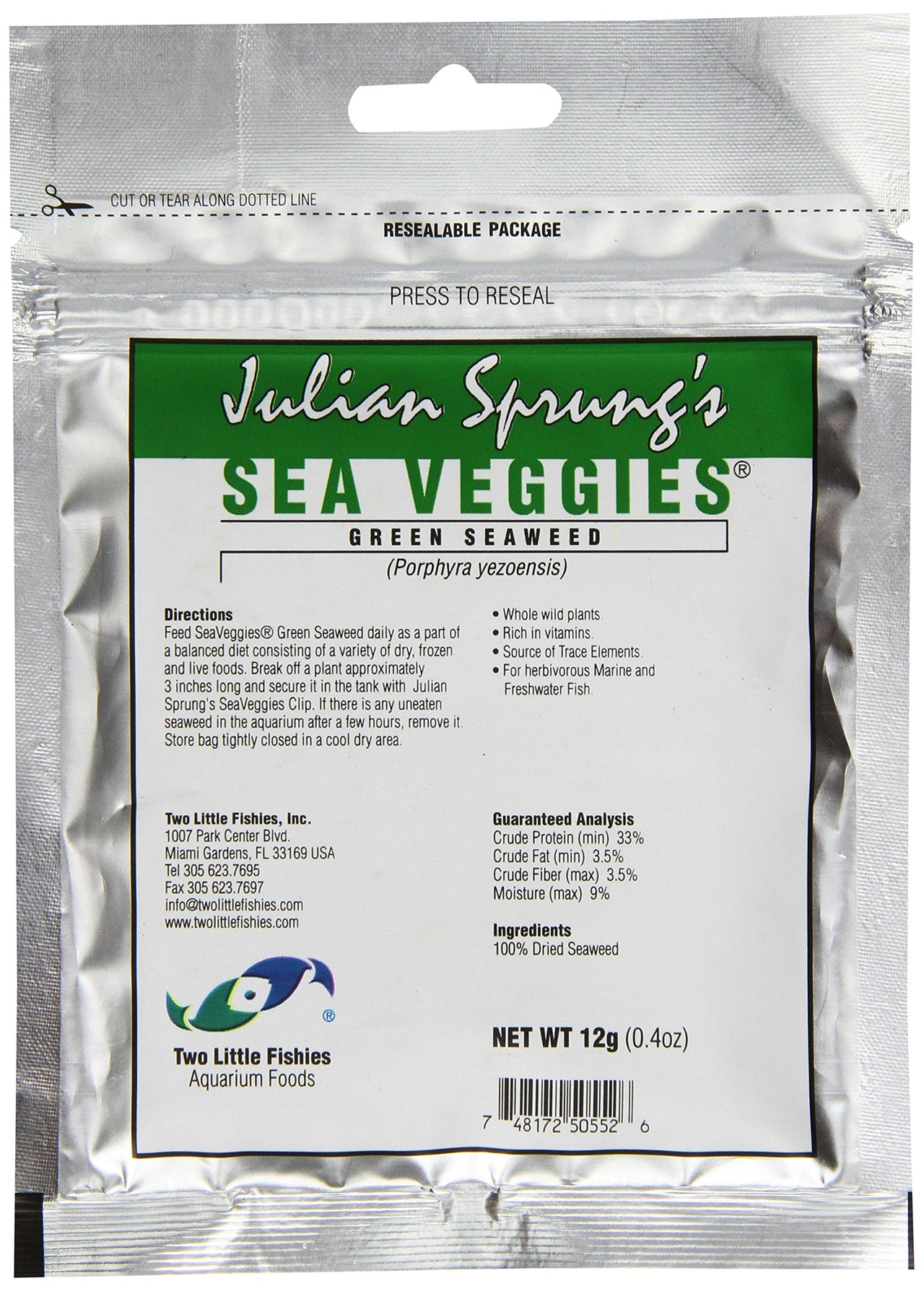 Two Little Fishies Atlsvgs2 Sea Veg-Green Seaweed, 0.4 oz