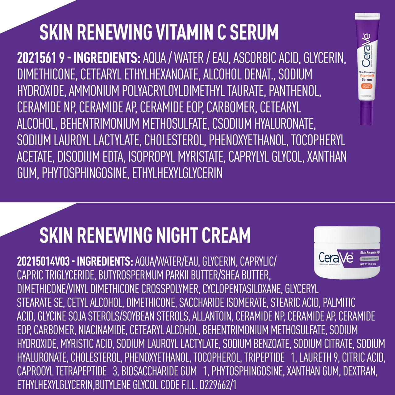 CeraVe Vitamin C Serum and Night Cream Skin Care Set, Brightening Serum with 10% Pure Vitamin C & Night Moisturizer with Peptides + Hyaluronic Acid, Travel Essentials, 1oz Vit C + 1.7oz Moisturizer