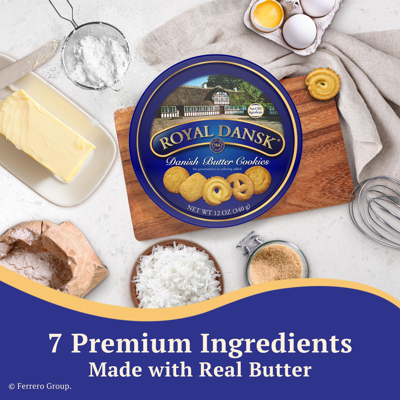 Royal Dansk Danish Butter Cookies, Premium Assorted Cookies in Gift Tin, Great for Sharing and Gifting, 12 oz