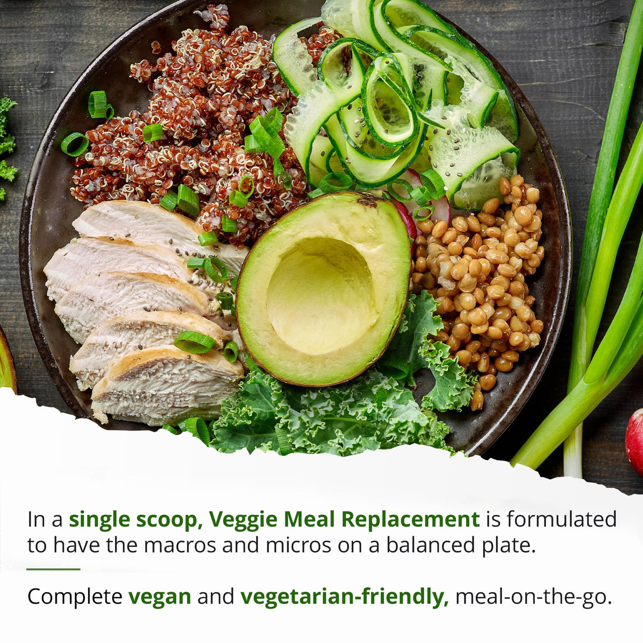 MRM Nutrition Veggie Meal Replacement Protein - Chocolate Mocha Flavored, 22g Vegan Protein for Women & Men, Macronutrient Formula with Enzymes & Amino Acids - 28 servings