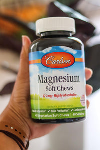 Thumbnail for Carlson Magnesium Soft Chews 125 mg Highly Absorbable Muscle Relaxation & Overall Health - Berries & Creme Flavor - 40 Vegetarian Soft Chews