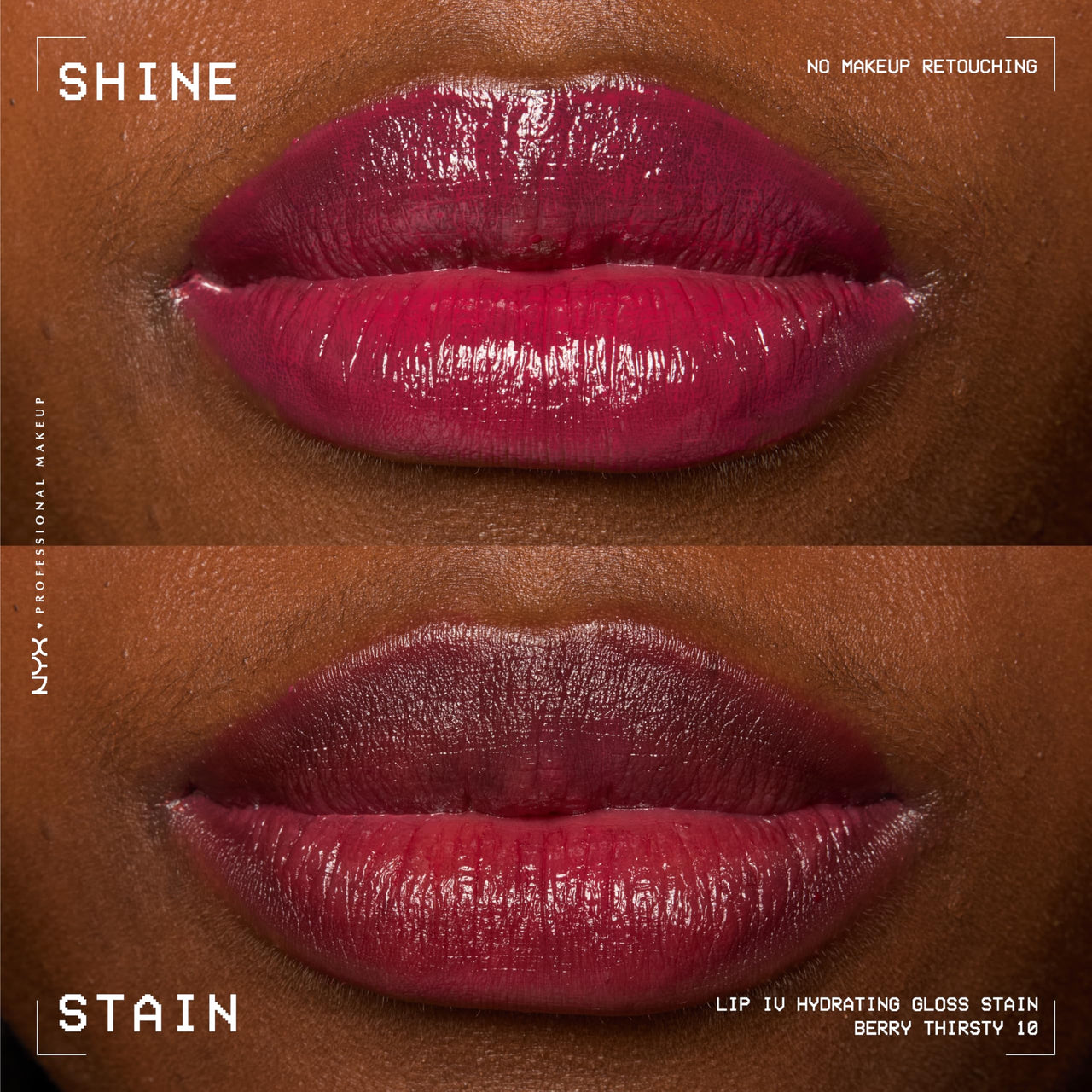 NYX PROFESSIONAL MAKEUP Lip IV Hydrating Glossy Lip Stain with 12HR Hydration - Berry Thirsty (Red)