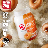 Thumbnail for Dymatize x Dunkin' Glazed Donut ISO100 Whey Protein Powder, 25g of Protein, 5.5g BCAAs, 120 Cal., Gluten Free, 1g Fat, 1g Sugar, 2g Carb (20 Servings)