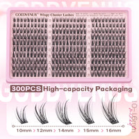 Thumbnail for Goddvenus Eyelash Extensions Wispy Natural DIY C Curl Individual Lashes Clusters Black 10-16mm 300pcs