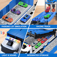 Thumbnail for Carrier Truck Race Track Toddlers Toys, Foldable 3 Layer Track Playset, Toy Truck Transport Car Carrier & 8 Race Cars, Truck Car Kids Toys Xmas Gifts for Age 3 4 5 6+ Years Old Boys Girls