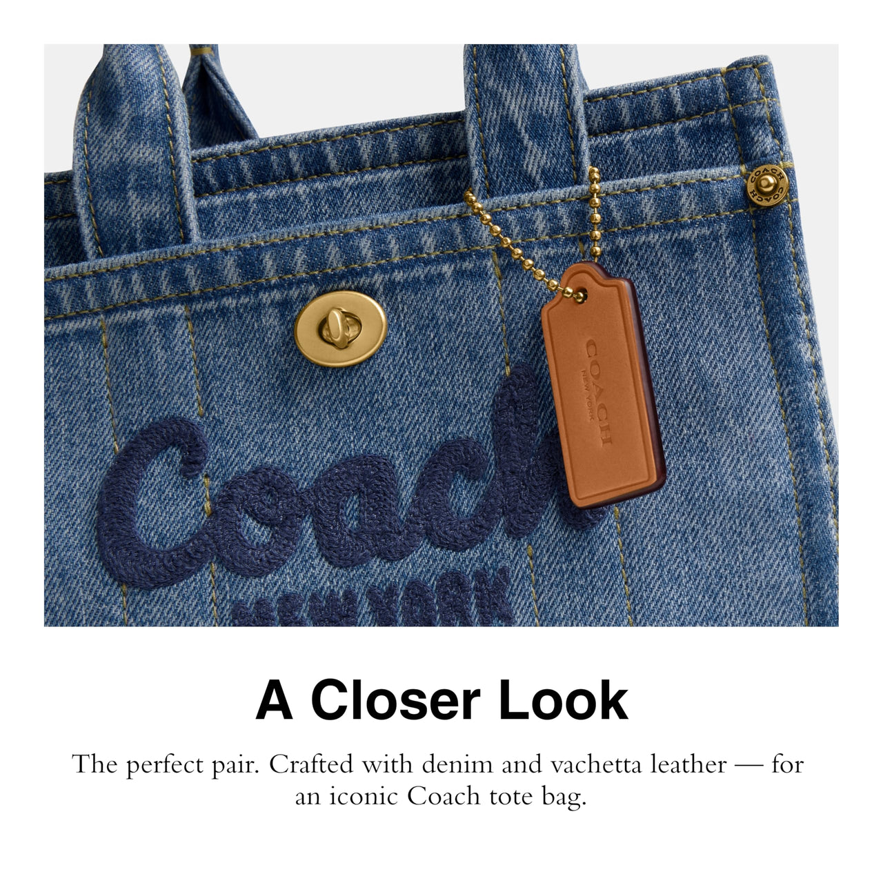 COACH Womens Cargo Tote Bag 20, Indigo, OS