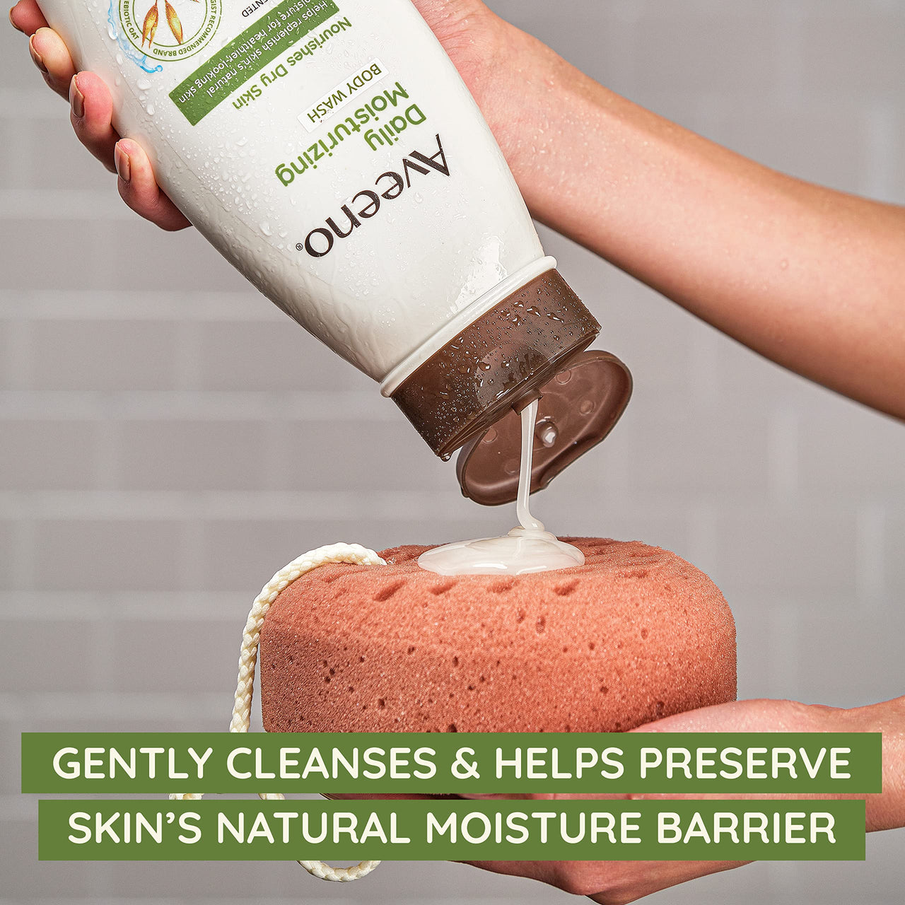 Aveeno Daily Moisturizing Body Wash Cleanser & Shaving Gel for Men & Women, Clean-Rinsing for Softer & Smoother Skin, Gentle & Lightly Scented, 18 fl. Oz, Pack of 2