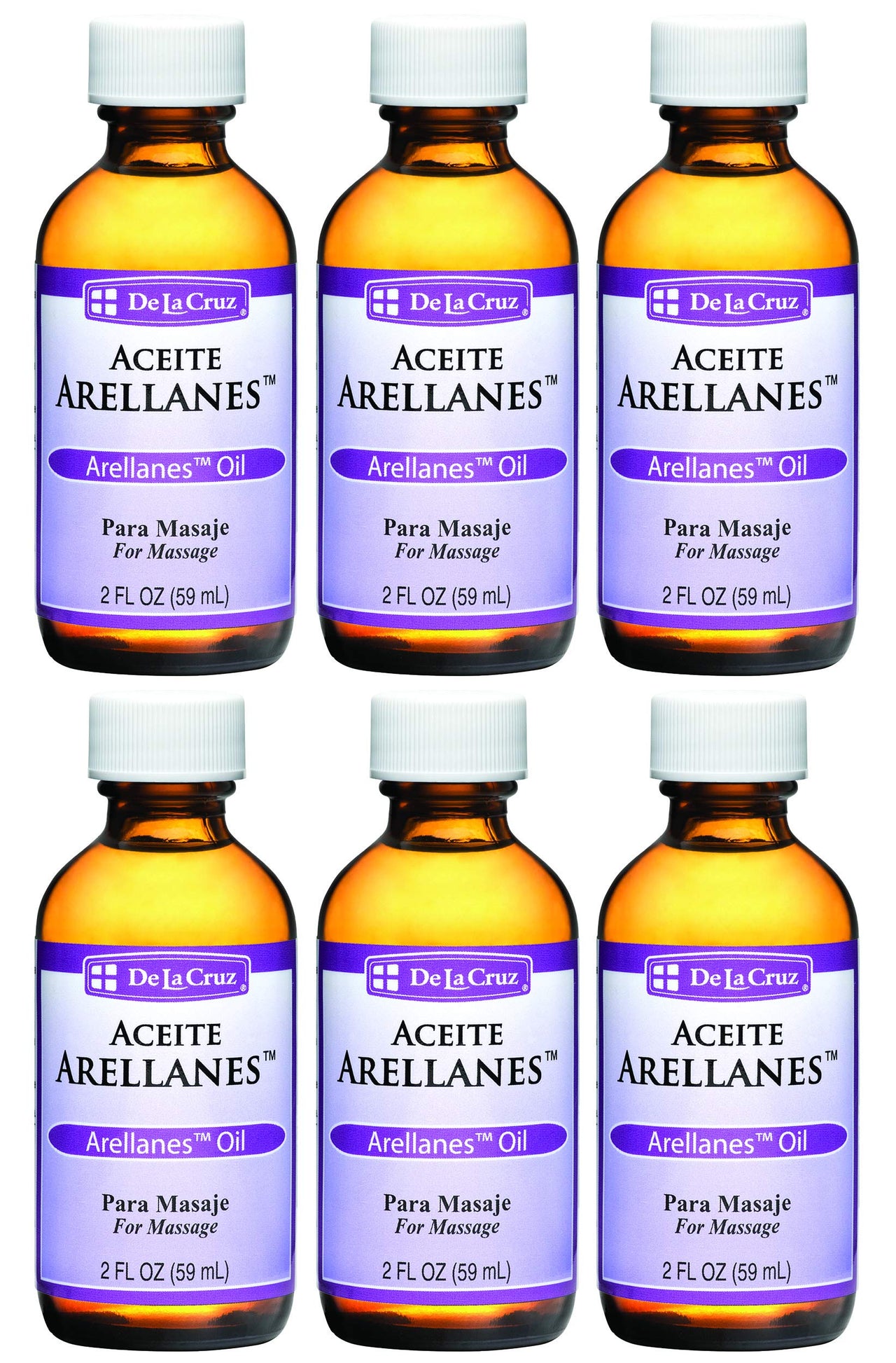 De La Cruz - Arellanes Oil Blend - Massage Oil - Moisturizing Body Oil with Rosemary - 2 fl OZ (6 Bottles)