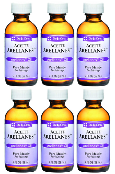 De La Cruz - Arellanes Oil Blend - Massage Oil - Moisturizing Body Oil with Rosemary - 2 fl OZ (6 Bottles)