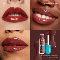 Thumbnail for NYX PROFESSIONAL MAKEUP Lip IV Hydrating Glossy Lip Stain with 12HR Hydration - Mocha Me Wet (Brown)