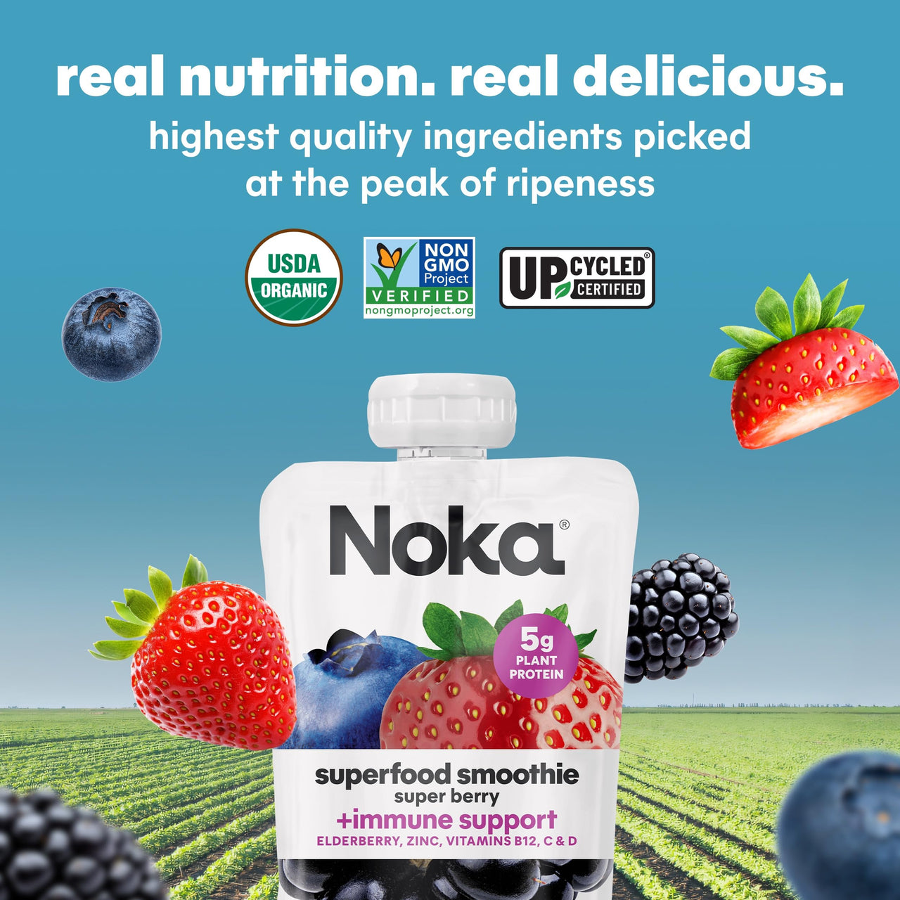 Noka Organic Super Berry Superfood Smoothie 4Pk, 4.22 Oz