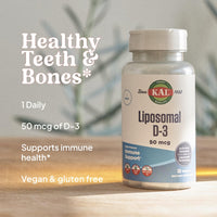 Thumbnail for KAL Liposomal Vitamin D3 50 mcg, High Absorption Vitamin D, Liposomal Technology, High Potency Immune Support, Vegan Capsules, Gluten Free, No Soy, 30 Servings