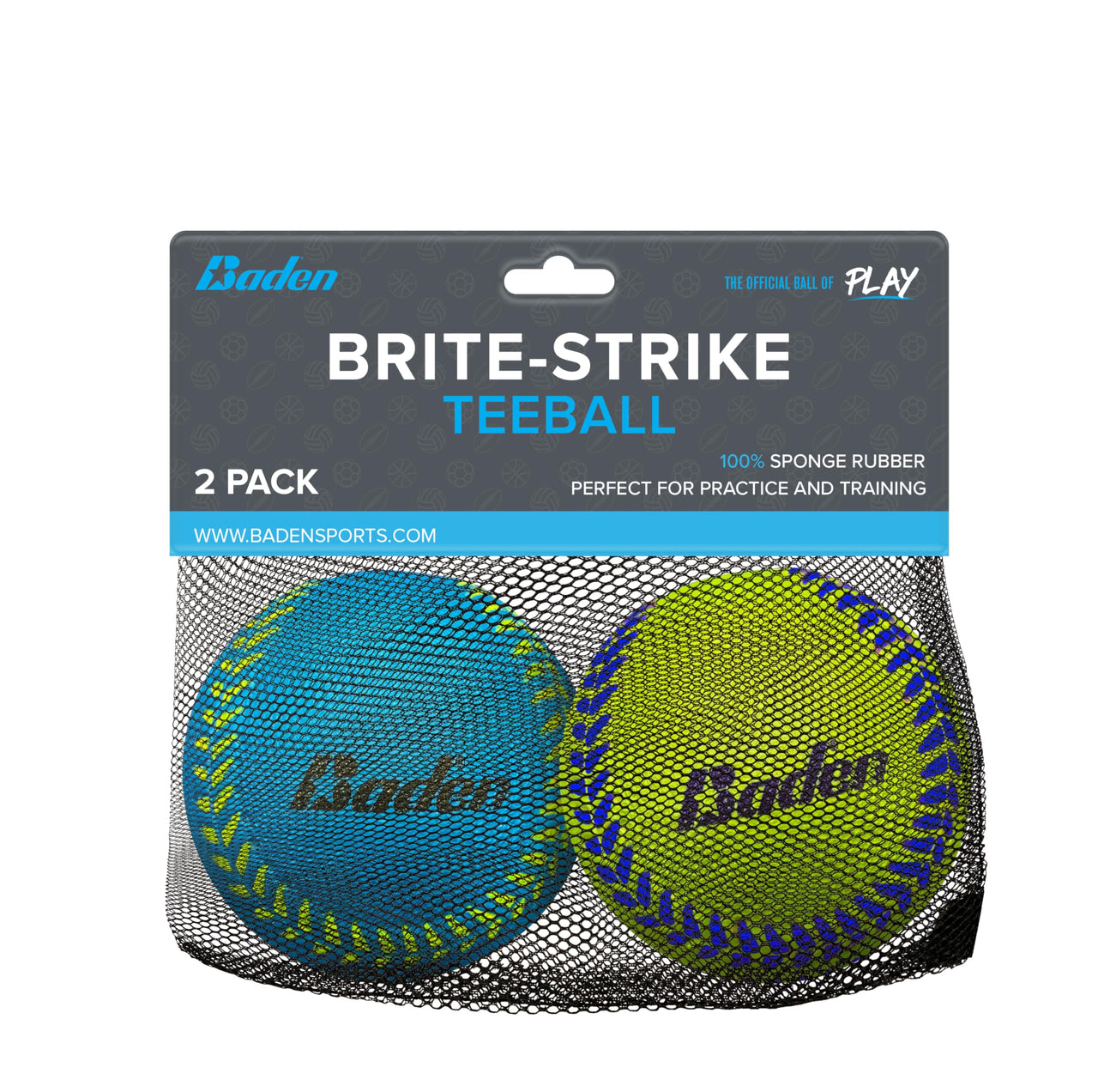 Baden | Brite Strike | Soft Sponge Rubber Baseball 2-Pack | Perfect for Beginner Youth Players Practice, Training & Fun Outdoors