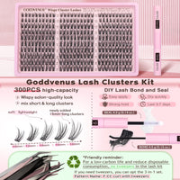 Thumbnail for Goddvenus Lash Clusters Kit Wispy Eyelash Clusters Lashes Natural DIY Lash Extension Kit 10-16mm Cluster Eyelash Extensions Kit 300pcs C Curl Individual Lashes Cluster Eyelash (No Tweezers)