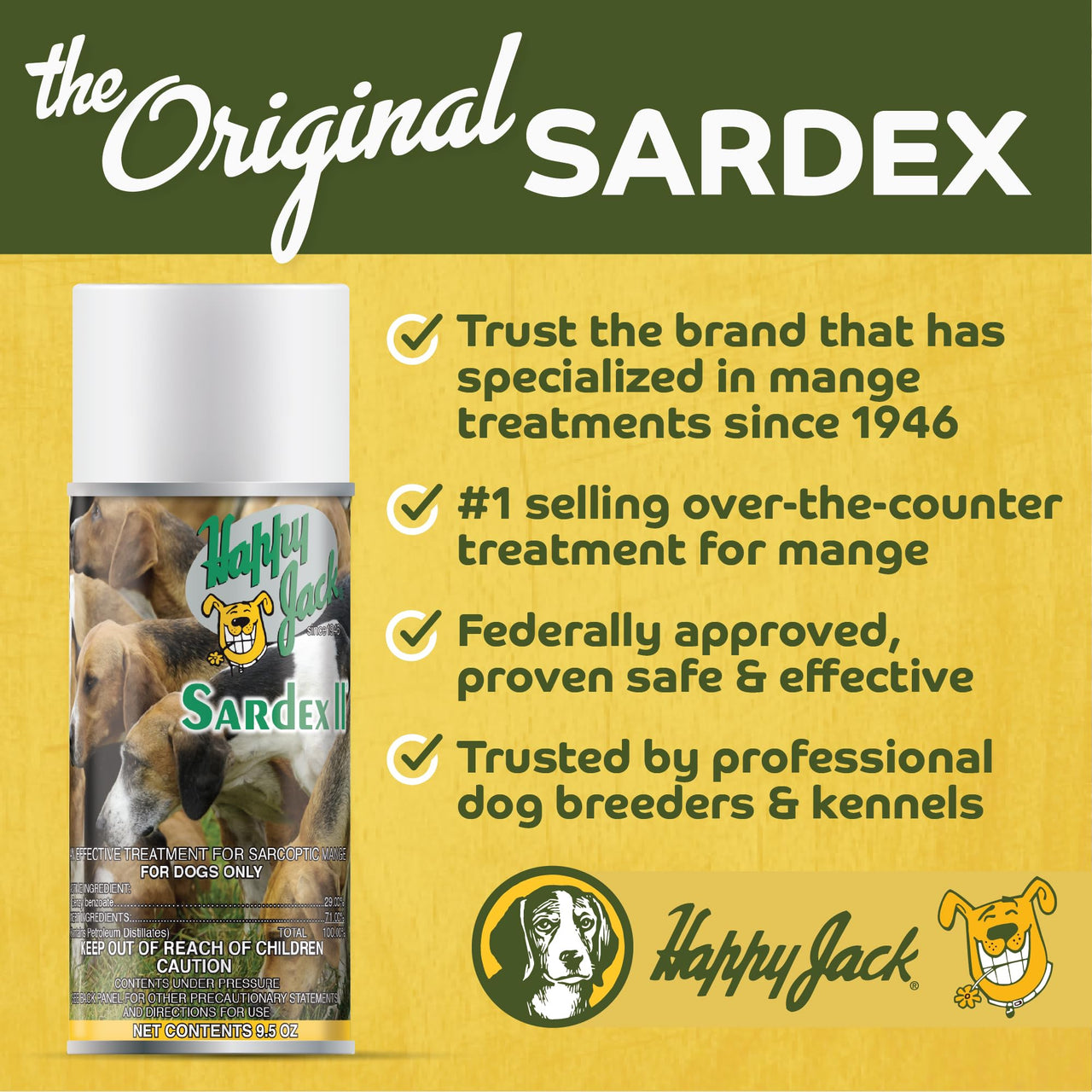 Happy Jack Sardex Mange Treatment for Dogs – Odorless & Stainless Itch Relief for Skin Irritations Including Severe Mange, Hot Spots, Fungi, Allergies, Eczema (9.5 oz)