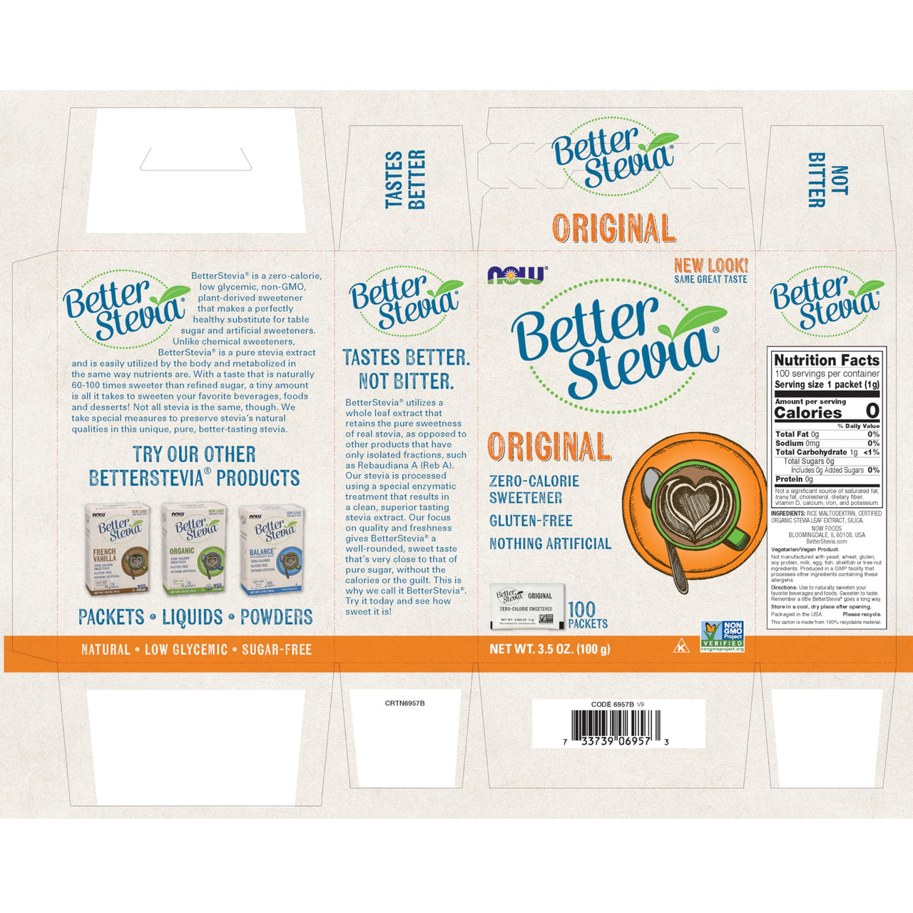 NOW Foods BetterStevia Zero-Calorie Granulated Sweetener Packets, Keto Friendly, Suitable for Diabetics, No Erythritol, 100 Packets