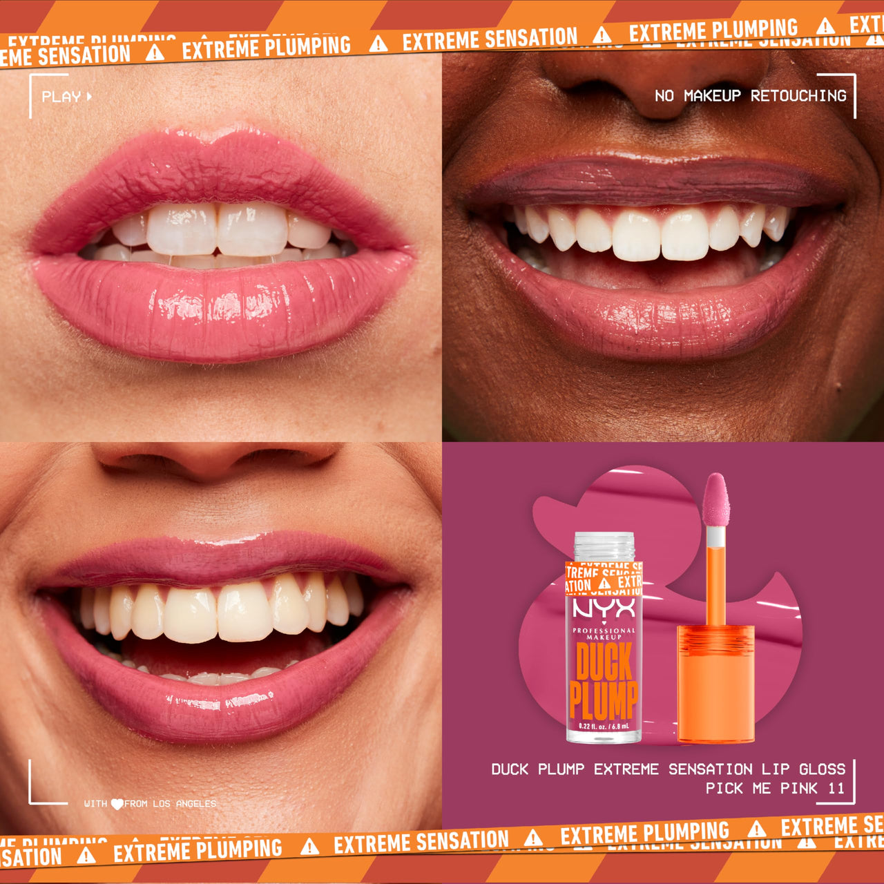 NYX PROFESSIONAL MAKEUP Duck Plump High Pigment Plumping Lip Gloss with Spicy Ginger, Vegan Lip Makeup - Pick Me Pink (Soft Rose Pink)