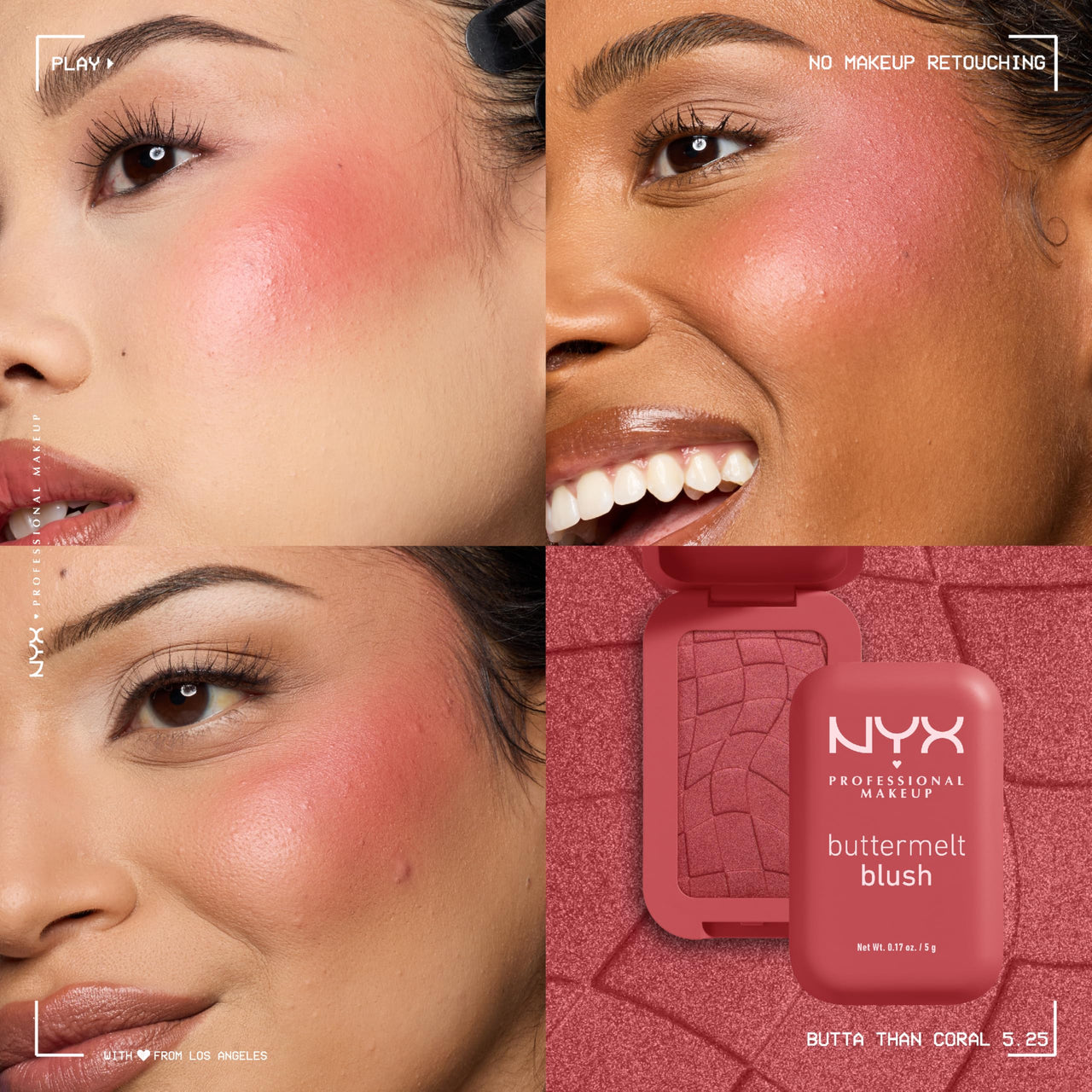NYX Professional Makeup Buttermelt Blush- Face Makeup BUTTERMELT BLUSH 12H WEAR HIGH PIGMENT POWDER BLUSH, BUTTA THAN CORAL, BUTTA THAN CORAL, 0.17 oz