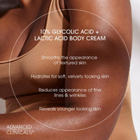 Thumbnail for Advanced Clinicals 10% Glycolic Acid + Lactic Acid Lotion Exfoliant Moisturizing Cream With Hyaluronic Acid Moisturizer | AHA Exfoliating Body Cream Improves Look Of Uneven Rough Skin Texture, 16 Oz