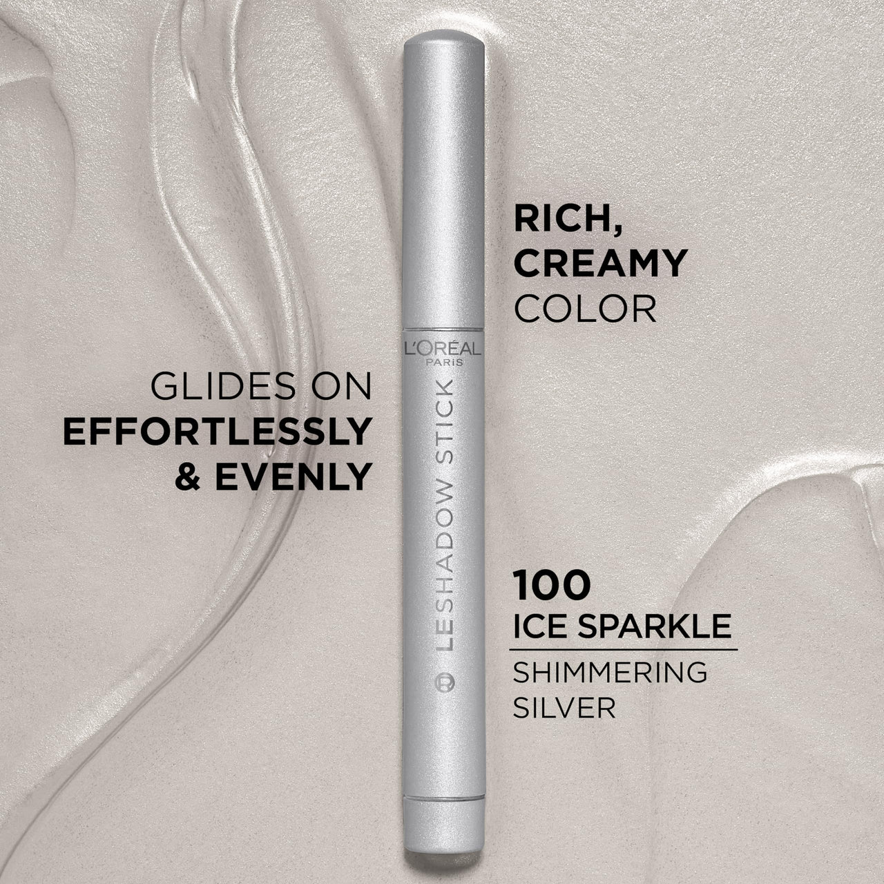 L'Oreal Paris Makeup Le Shadow Stick Eyeshadow, Blendable, Smudge-Resistant, Cream Eyeshadow, Ice Sparkle, 0.05 Oz