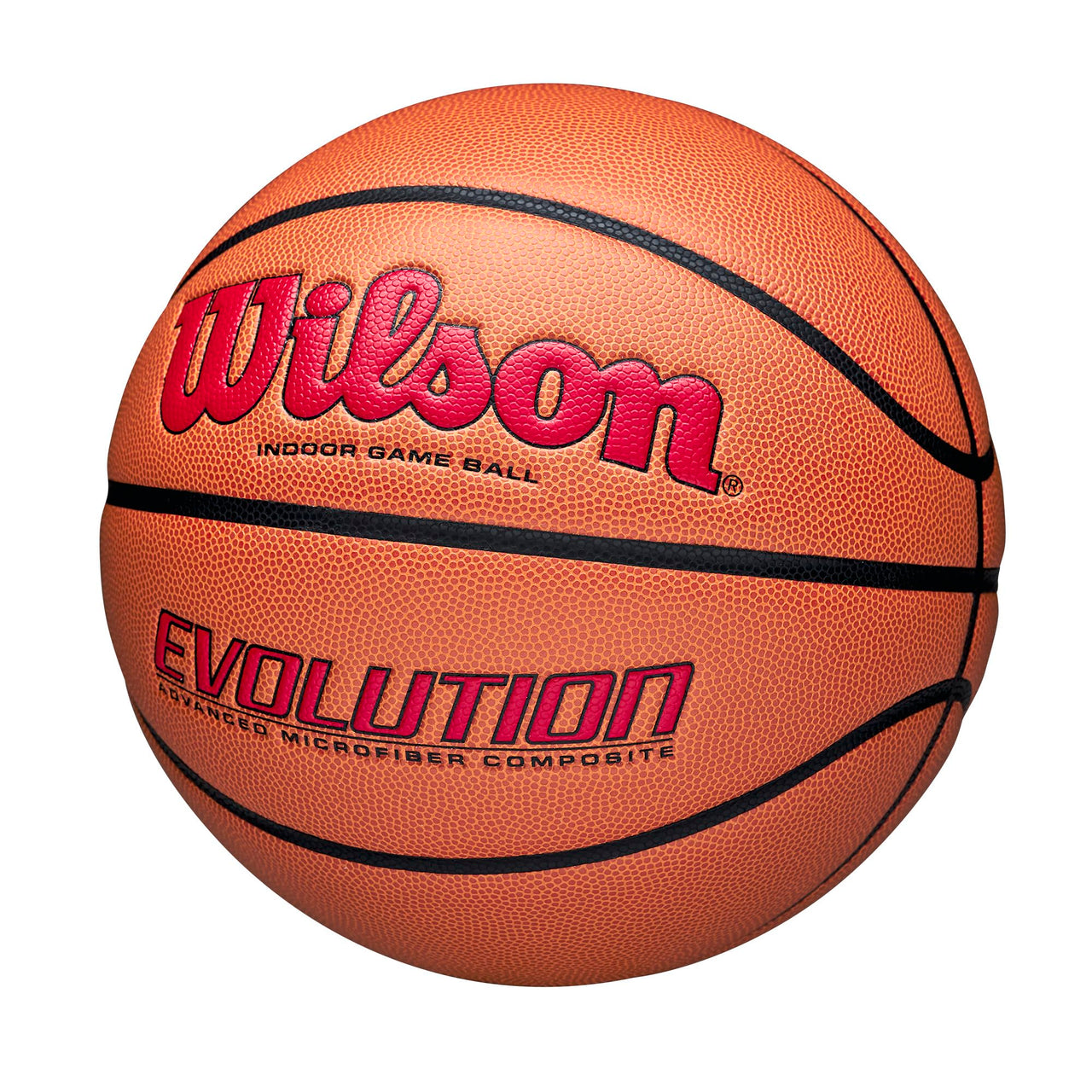 WILSON Evolution Indoor Game Basketball, Scarlet, Size 7-29.5"