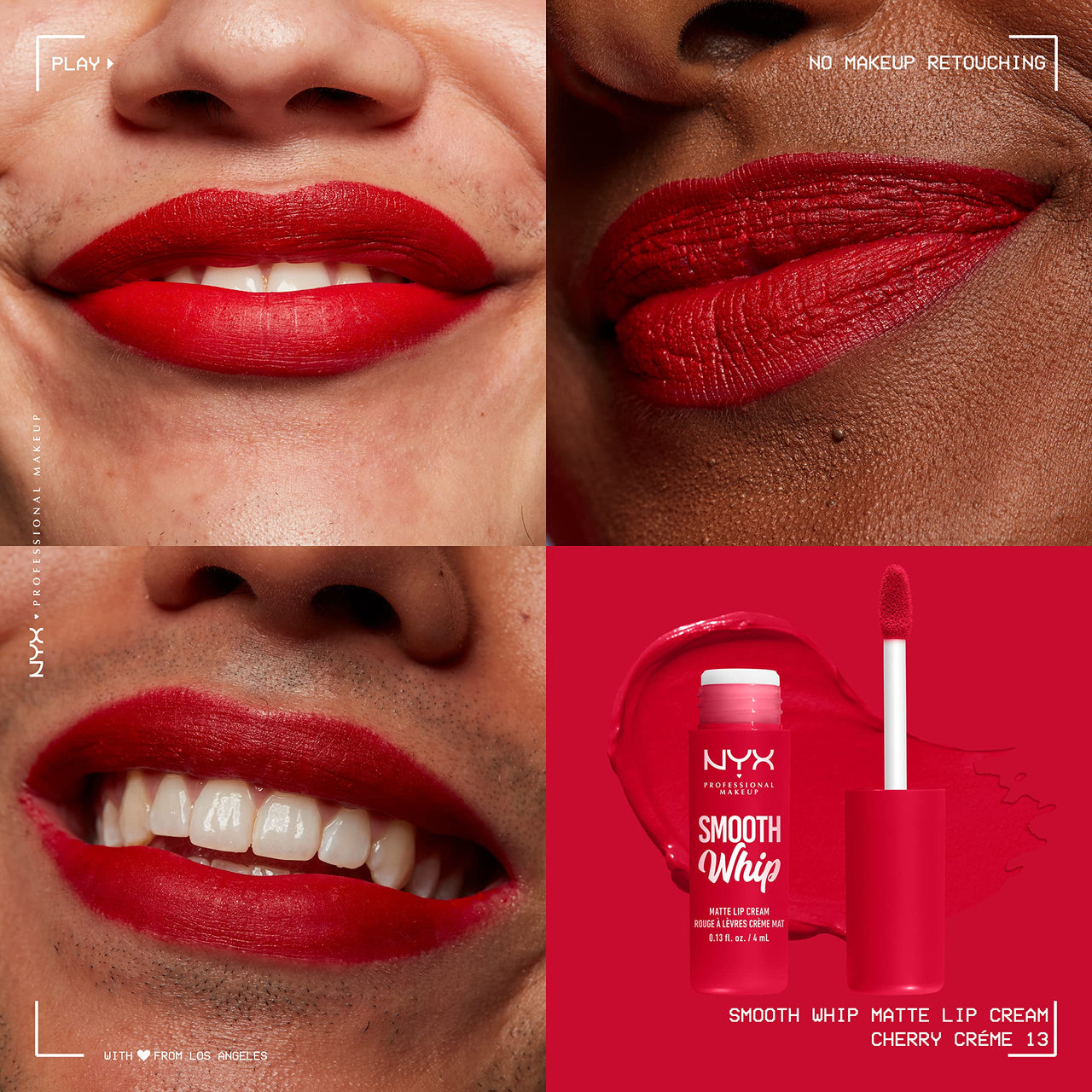 NYX PROFESSIONAL MAKEUP Smooth Whip Matte Lip Cream, Long Lasting, Moisturizing, Vegan Liquid Lipstick - Cherry Crème (Classic Red)