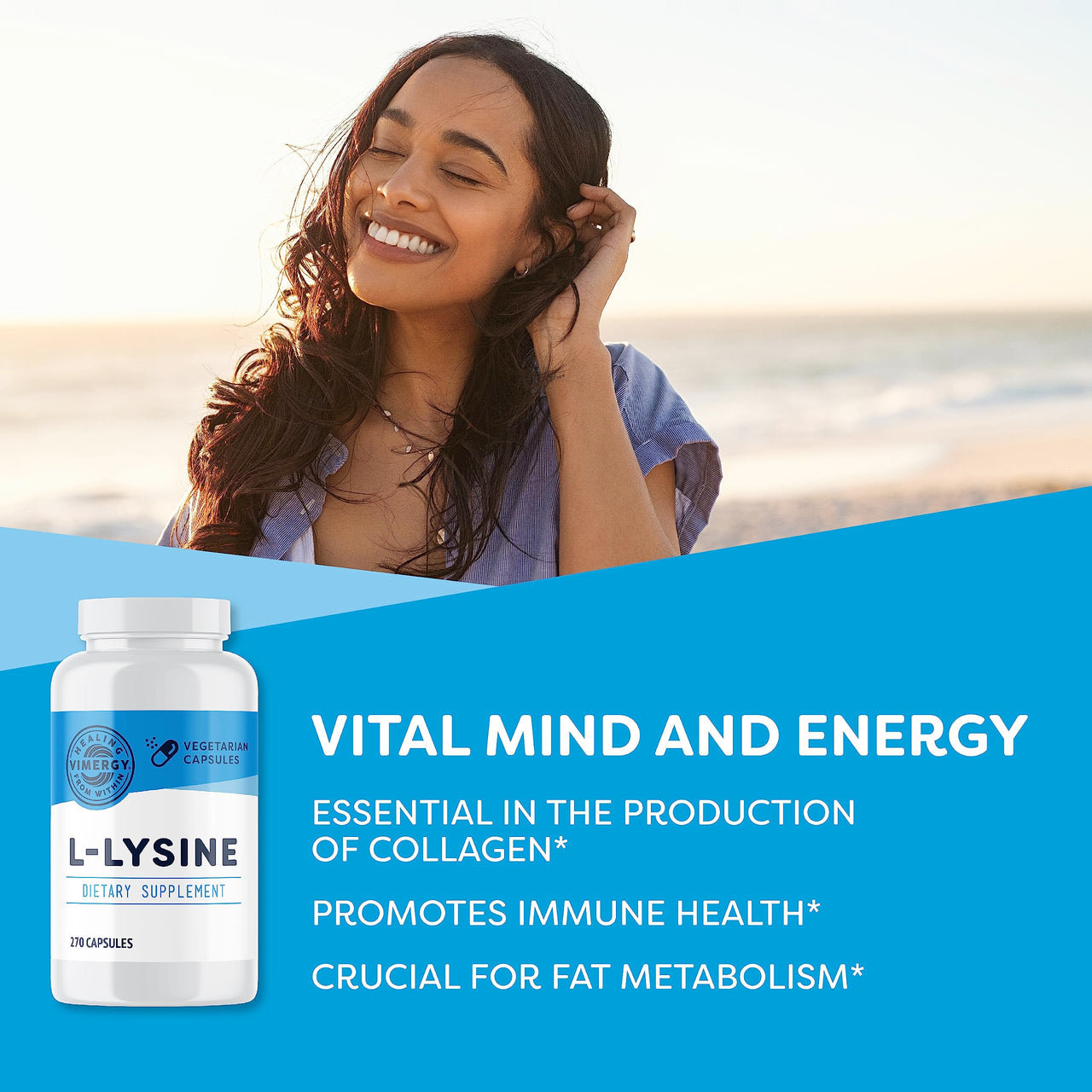 Vimergy L-Lysine (270 Capsules) & MSM (120 Capsules) Kit