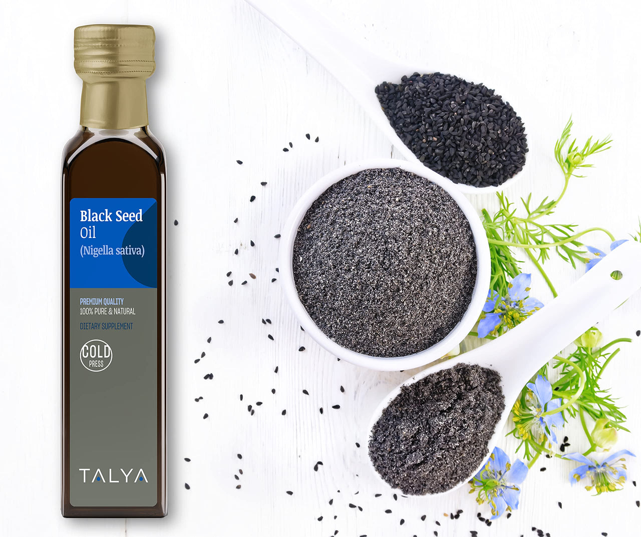 TALYA Black Seed Oil 8.45 fl. oz (250 ml) - Liquid Black Seed Oil - Dietary Supplement - Immune Support - High Thymoquinone - Cold Pressed - Pure Turkish Black Seed Oil - Non-GMO - Glass Bottle
