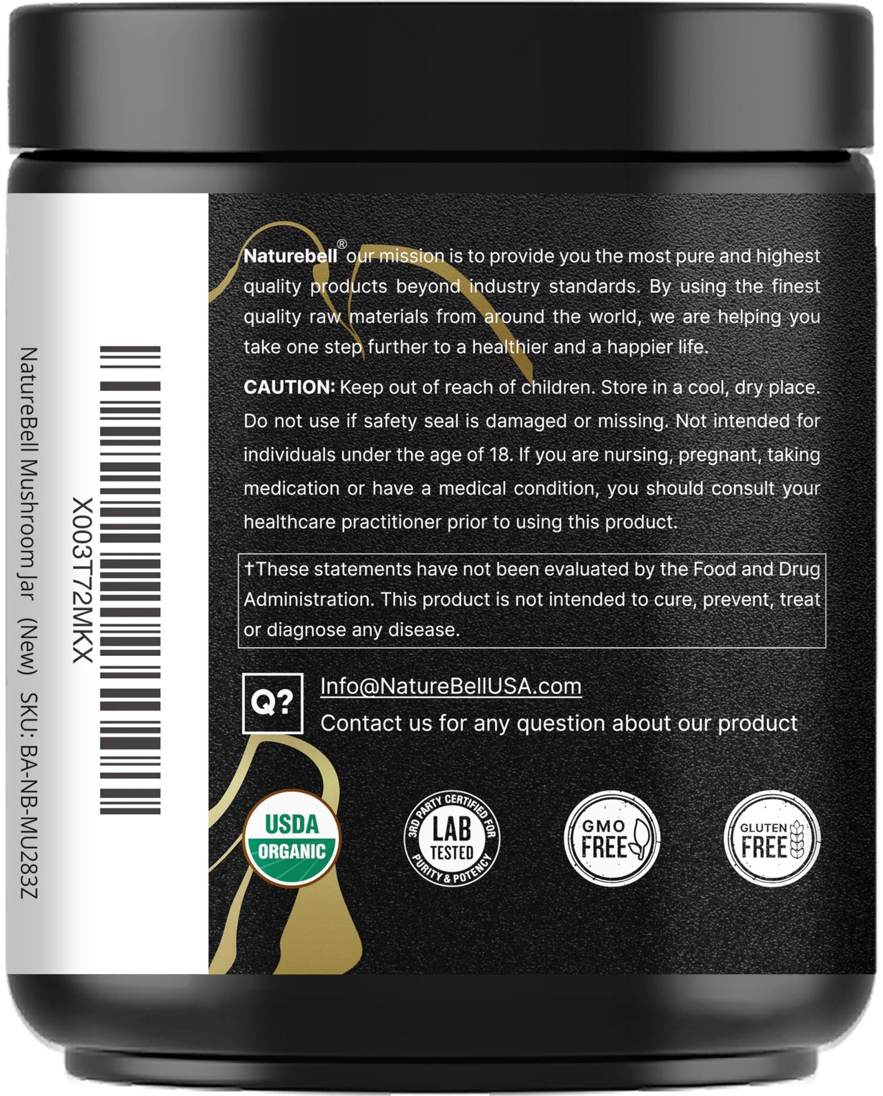 NatureBell Organic Mushroom Powder, 10oz | 10-in-1 Adaptogenic Blend with Lion’s Mane, Reishi, Shiitake, Chaga & More | Great for Coffee, Smoothies & Recipes