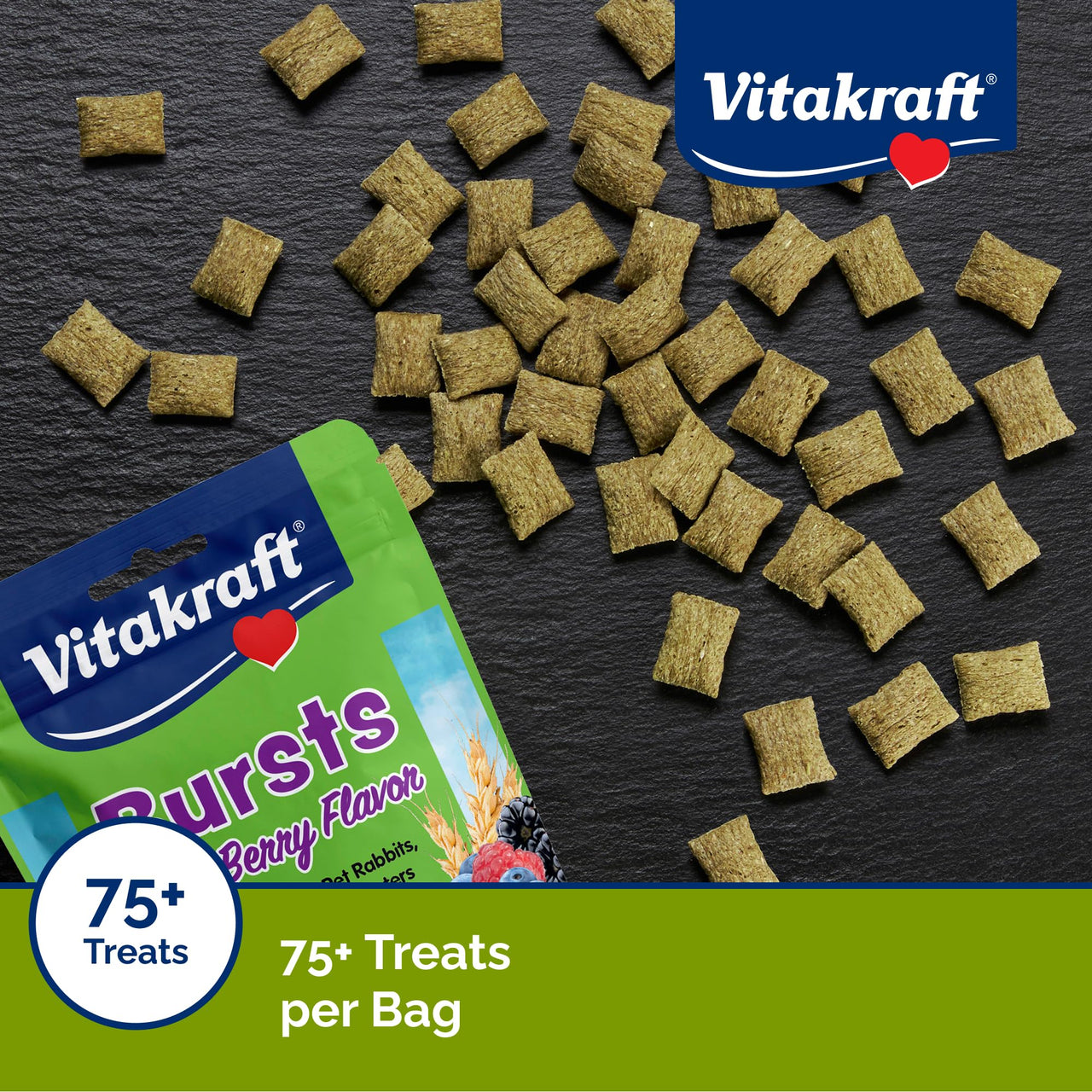 Vitakraft Bursts Small Animal Treat Wildberry Flavor 1.76 oz - Crispy Outside with Soft Berry Center - Fun Reward Snacks for Rabbits Guinea Pigs Hamsters and Other Small Pets