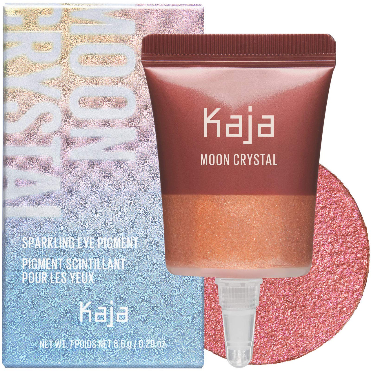 Kaja Eyeshadow - Moon Crystal | Sparkling Eye Pigment, Shimmering Rose Duo-chrome Finish, Highly Pigmented, Glitter, 04 Rose Quartz, 0.29 Oz