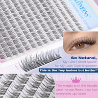 Thumbnail for Natural Lash Extension Kit 168Pcs Lash Clusters Kit Wispy Eyelash Extensions 9-12MM Individual Lashes Extensions with Bond and Seal Lash Glue and Eyelash Extension Tweezers DIY at Home by TNFVLONEINS