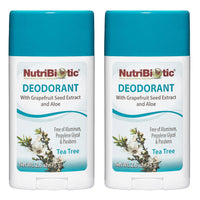 Thumbnail for NutriBiotic Deodorant, Tea Tree, 2.6 Ounce Stick Twin Pack | with Witch Hazel, Grapefruit Seed Extract, Aloe, Tea Tree & Peppermint | Vegan & Free of Aluminum, Paraben, Phthalates, Gluten & GMOs