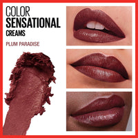 Thumbnail for Maybelline Color Sensational Lipstick, Lip Makeup, Cream Finish, Hydrating Lipstick, Plum Paradise, Wine Plum ,1 Count