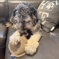 Thumbnail for SPOT Dura-Fused Leather Raccoon Dog Toy – Real Leather & Jute Fabric, Double-Stitched & Durable, Squeaky Interactive Chew Toy for Moderate Chewers, Small & Medium Dogs, Soft Stuffed Fetch Toy, 7.25in