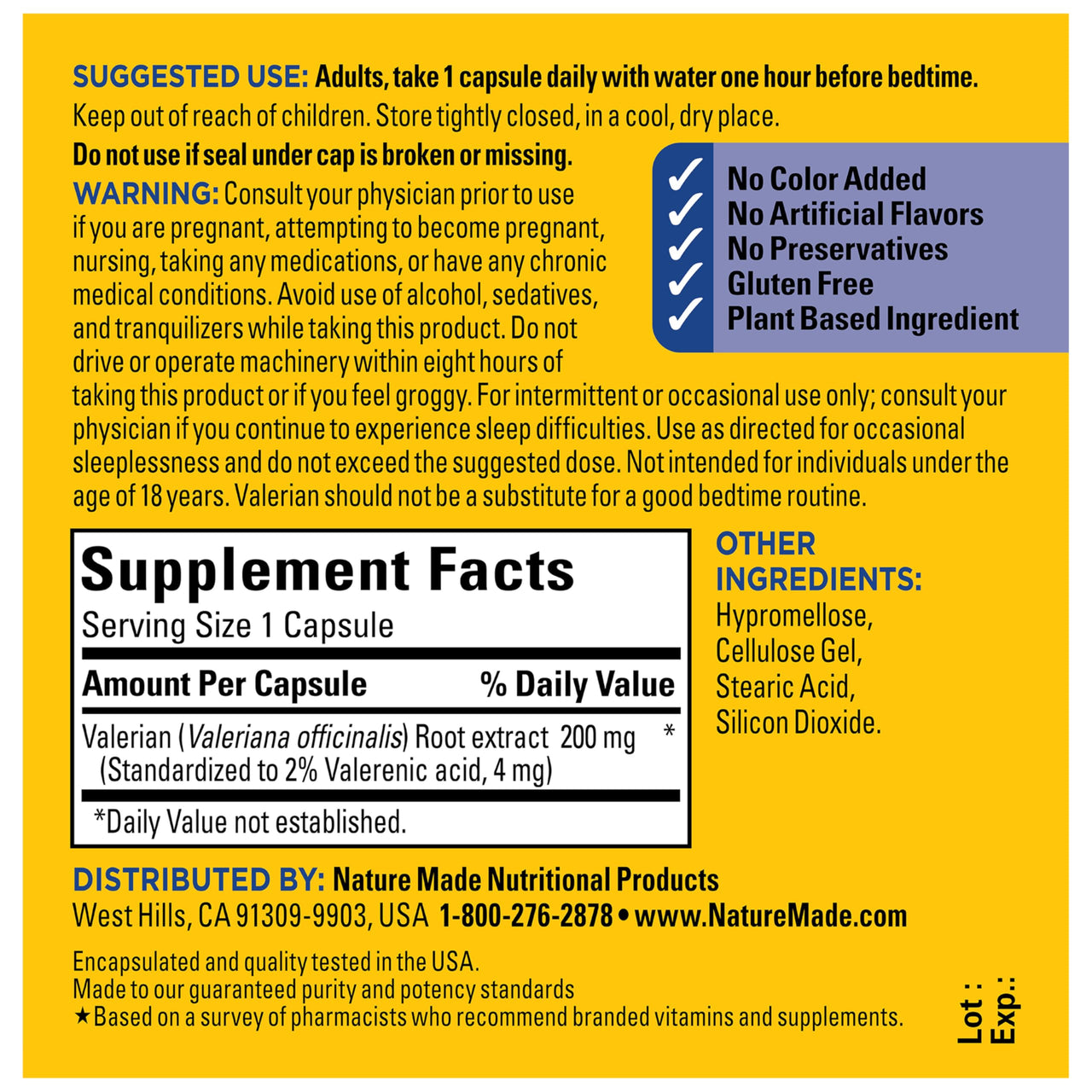 Nature Made Valerian Root for Sleep Support, Melatonin Free Sleep Aid for Adults, 30 Valerian Root Capsules, 30 Day Supply