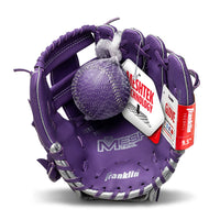 Thumbnail for Franklin Sports unisex teen and Franklin Sports Kids Baseball Gloves Meshtek Child s Tball Glove Ball Set Boys Girls Teeball, Purple/Chrome, 9.5 US