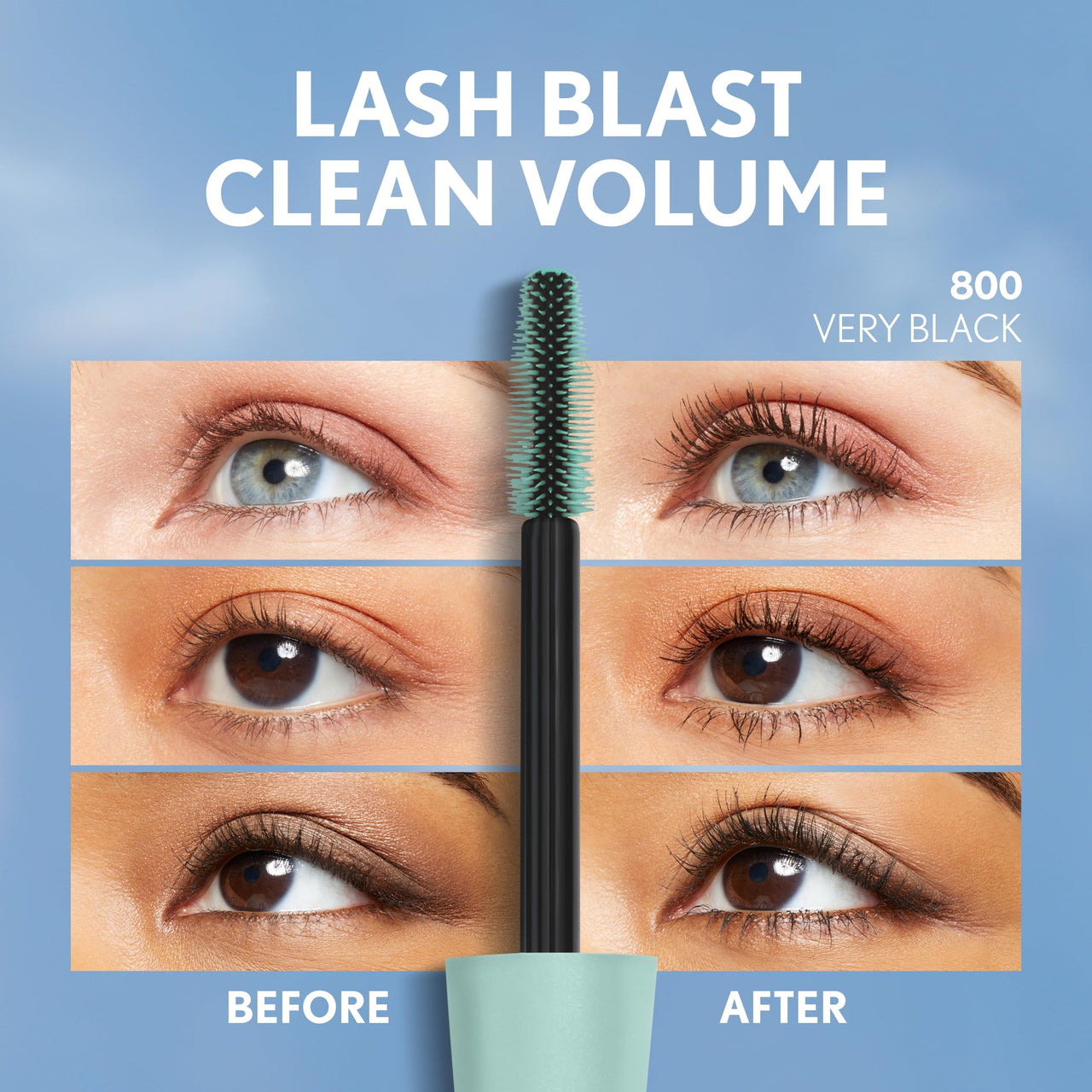 CoverGirl Lash Blast Clean Volume Waterproof Mascara, Vegan Formula, Volumizing, Smudge-Proof, Black Brown, 1 Count
