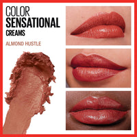 Thumbnail for Maybelline Color Sensational Lipstick, Lip Makeup, Cream Finish, Hydrating Lipstick, Nude, Pink, Red, Plum Lip Color, Almond Hustle, 0.15 oz; (Packaging May Vary)